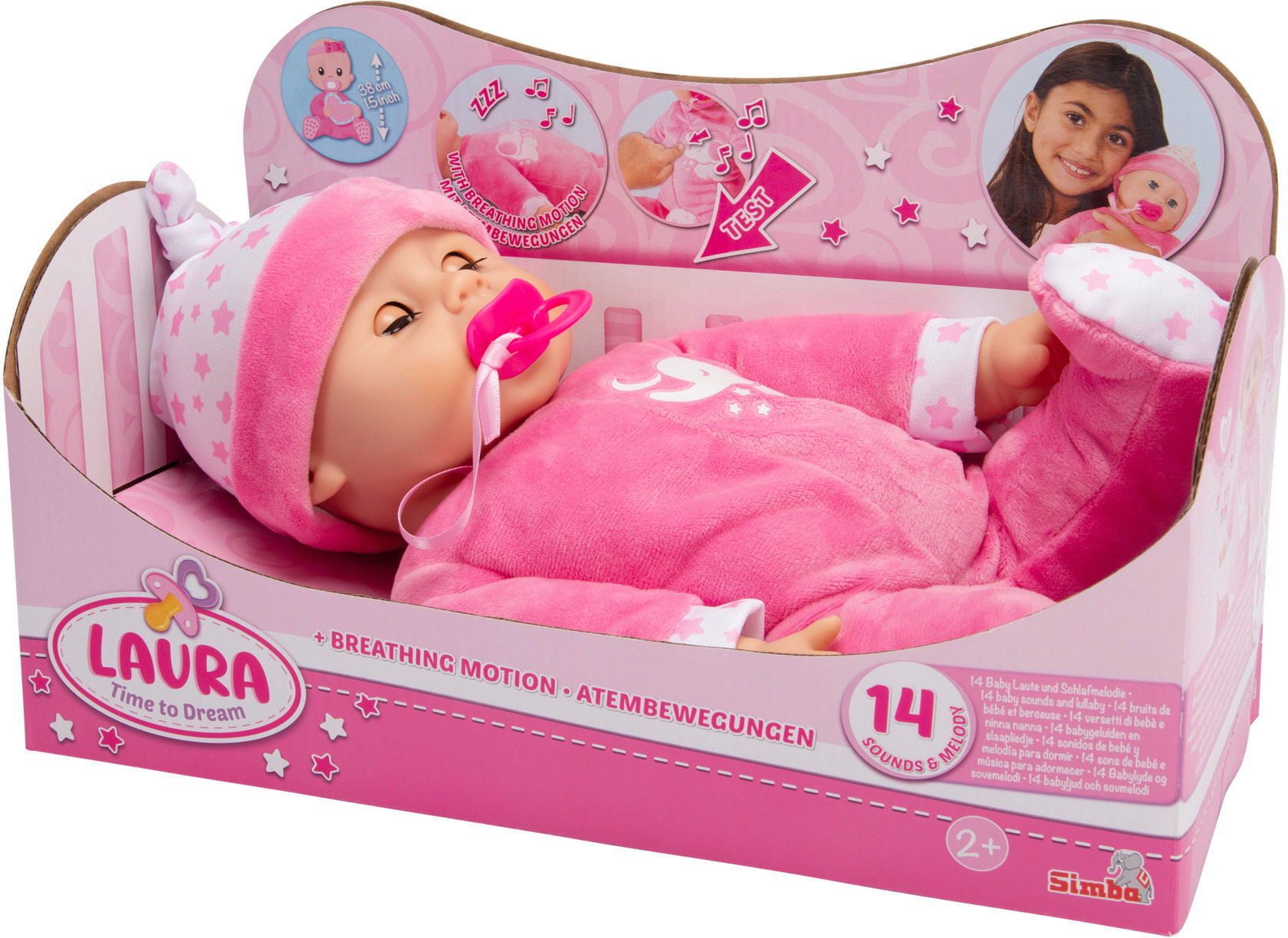 SIMBA Babypuppe Simba Puppe Babypuppe Laura Schlummerzeit macht 14 Babylaute 105140501