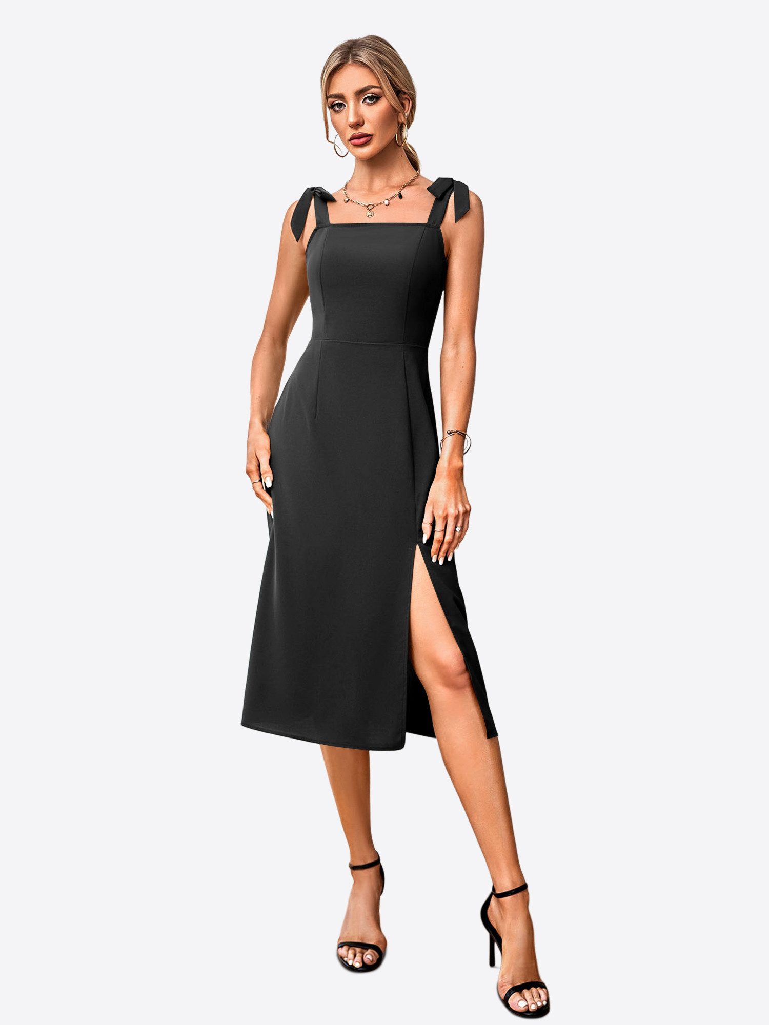 Imily Bela Midikleid Damen Elegante Kleider (Packung, 1-tlg., 1per-Pack) Einfarbig