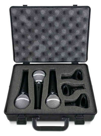 Pronomic Mikrofon DM-58-C Vocal dynamische Mikrofone mit Nieren-Charakteristik (3er Set im Koffer, 10-tlg), Ein-/Aus-Schalter - inkl. Mikrofonklemmen