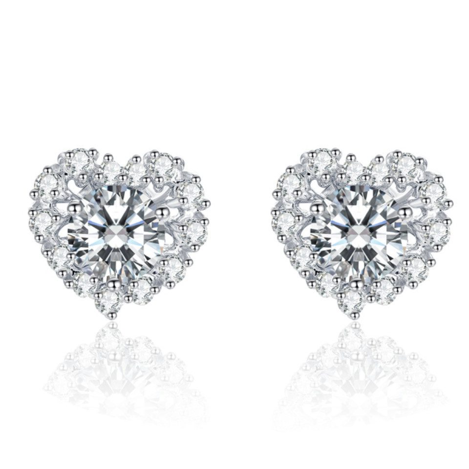 Sternvoll Ohrring-Set Herz Diamant-Ohrstecker mit Labordiamanten in 18K Wei günstig online kaufen