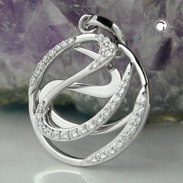 unbespielt Kettenanhänger Kettenanhänger Anhänger mit Zirkonias glänzend rhodiniert 925 Silber 23 mm inklusive Schmuckbox, Silberschmuck für Damen