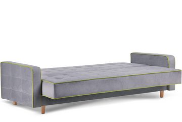 Konsimo Schlafsofa DOZER Sofa 3 Personen, ausziehbar, Velours, mit Armlehnen, mit Bettkasten