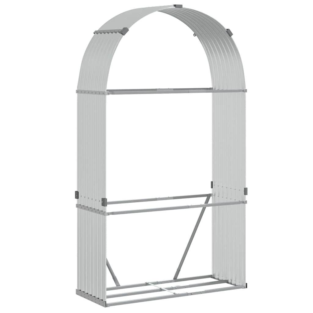 vidaXL Kaminholzregal Kaminholzunterstand Silbern 120x45x210 cm Verzinkter Stahl, BxTxH:120x45x210 cm