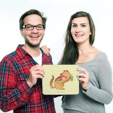 Mr. & Mrs. Panda Mauspad Eichhörnchen Smoothie - Gelb Pastell - Geschenk, Büroausstattung, Arb (1-St), Rutschfest