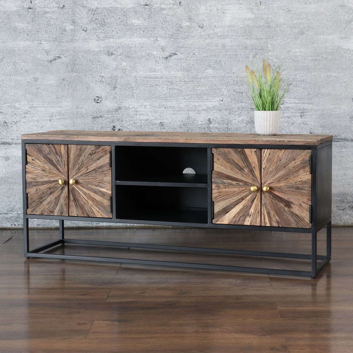 baario TV-Board TV-Board MERID Altholz, Lowboard recyceltes Massivholz & Eisen Industrial
