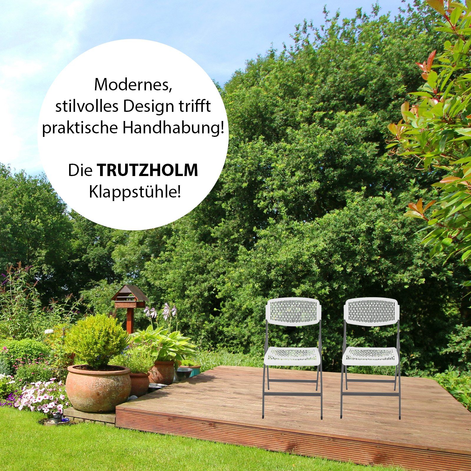 TRUTZHOLM Klappstuhl 2x Gartenstuhl 47x51x87cm ergonomische günstig online kaufen