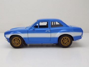 JADA Modellauto Ford Escort RS 2000 1974 blau weiß Brian Fast & Furious Modellauto, Maßstab 1:24