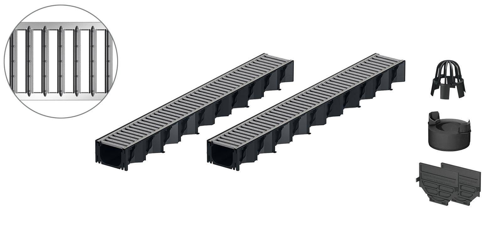 Thumbnail - ACO Severin Ahlmann GmbH & Co. KG Entwässerungsrinne 2x1m Hexaline 2.0 Entwässerungsrinne + Stegrost verzinkt + Ablauf, ...