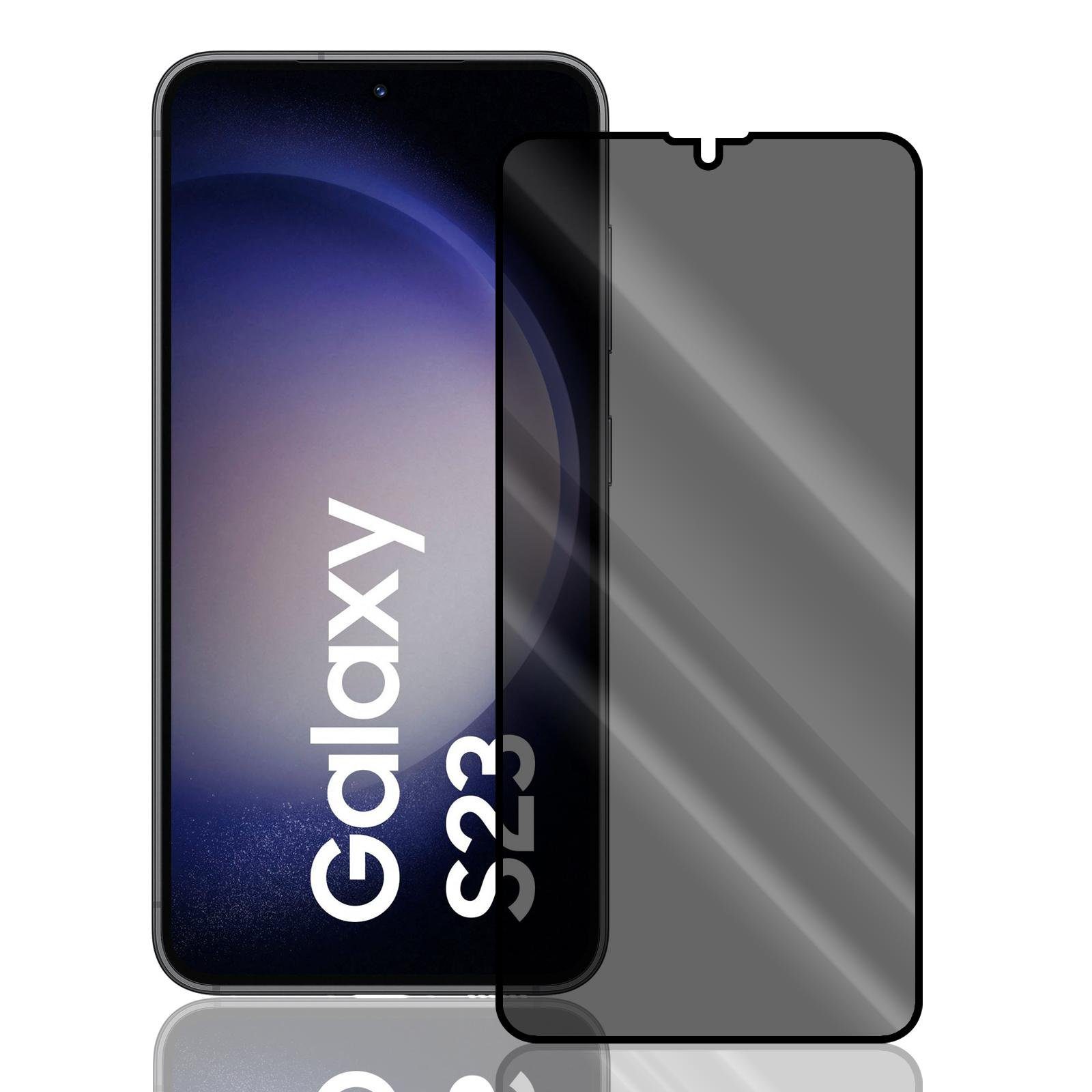 Numerva Schutzfolie Panzer Folie Echt Glas Folie für Samsung Galaxy S23, (1x Schutzfolie 2x Reinigungstücher), Anti Spy Schutzfolie Blickschutz Glasfolie Sichtschutzfolie