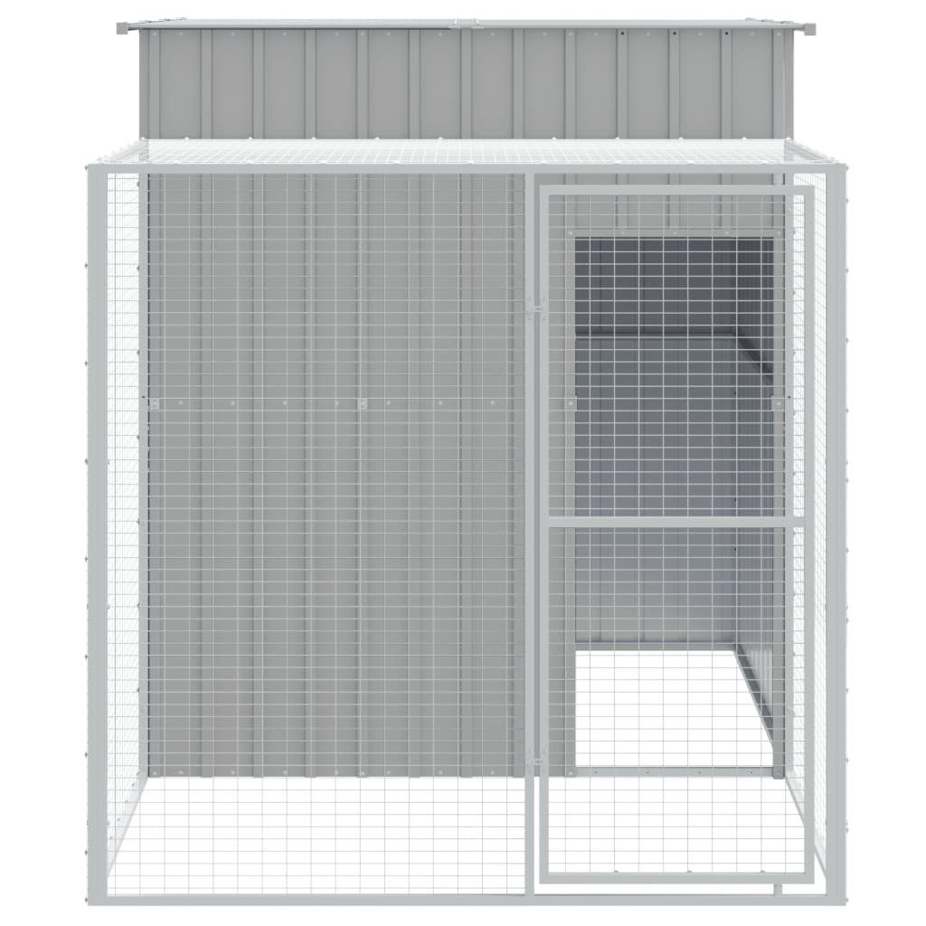 vidaXL Voliere 165 x 251 x 181 cm Hühnerkäfig mit Auslauf Hellgrau 165x251x181 cm Sta