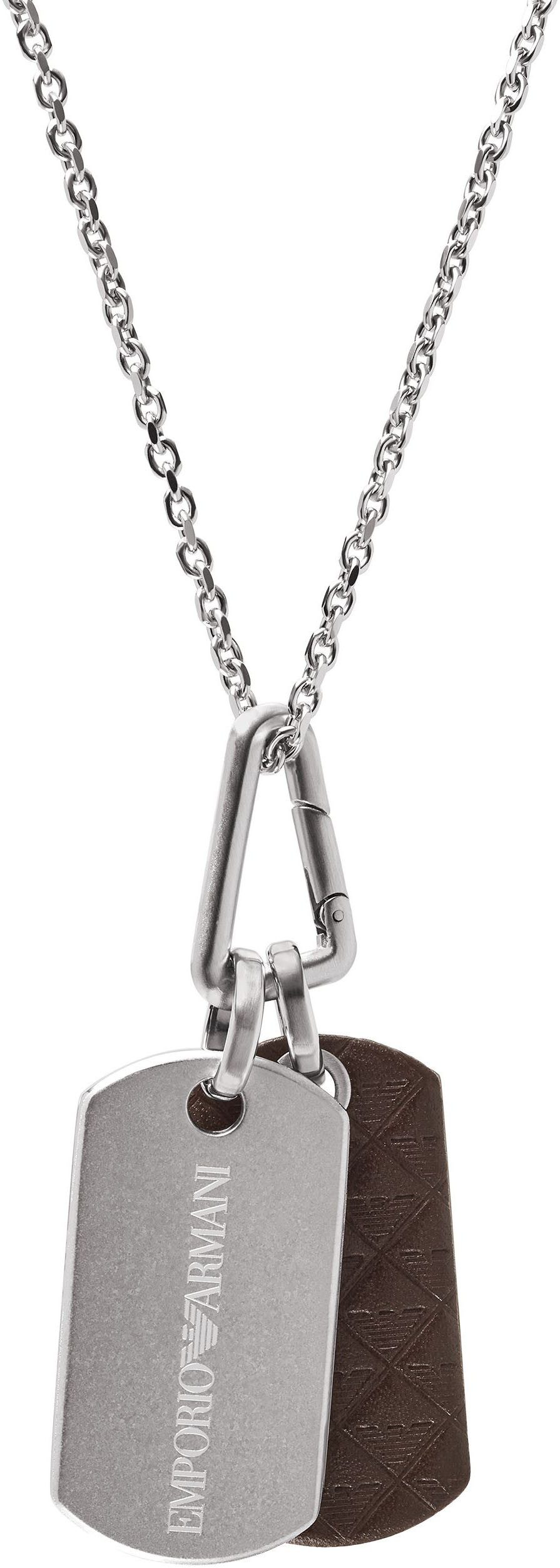 Emporio Armani Kette mit Anhänger Schmuck Geschenk Edelstahl Leder Dog Tag günstig online kaufen