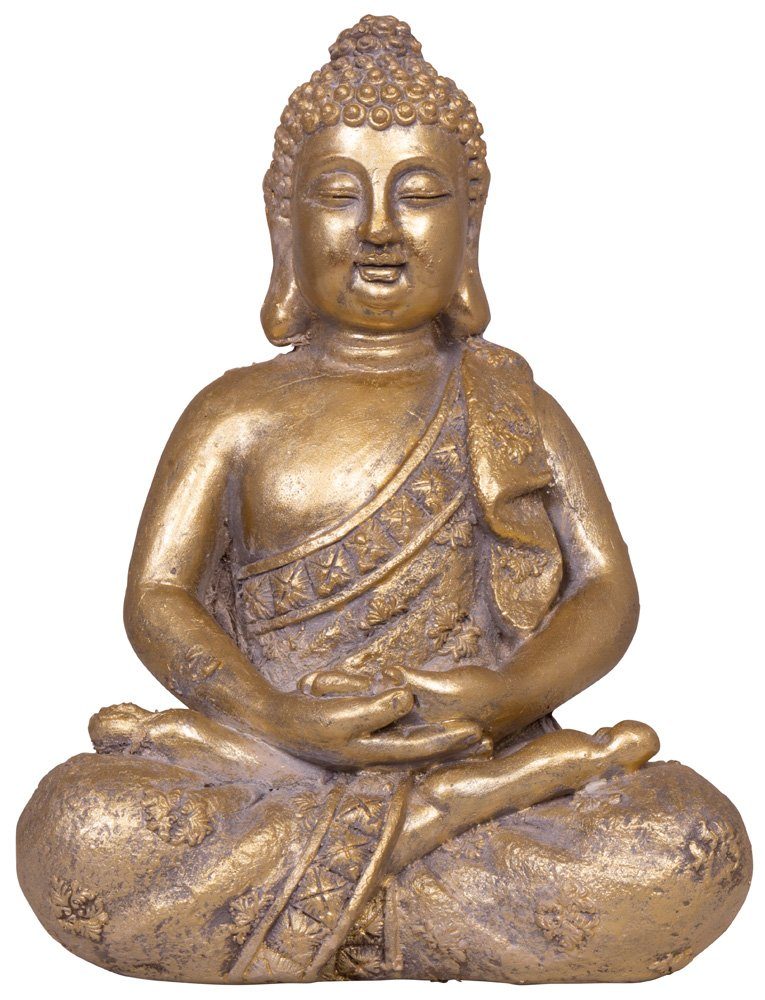 Statue, Buddha Garten wetterfest Trendyshop365 37cm in Buddhafigur Dekofigur Goldoptik
