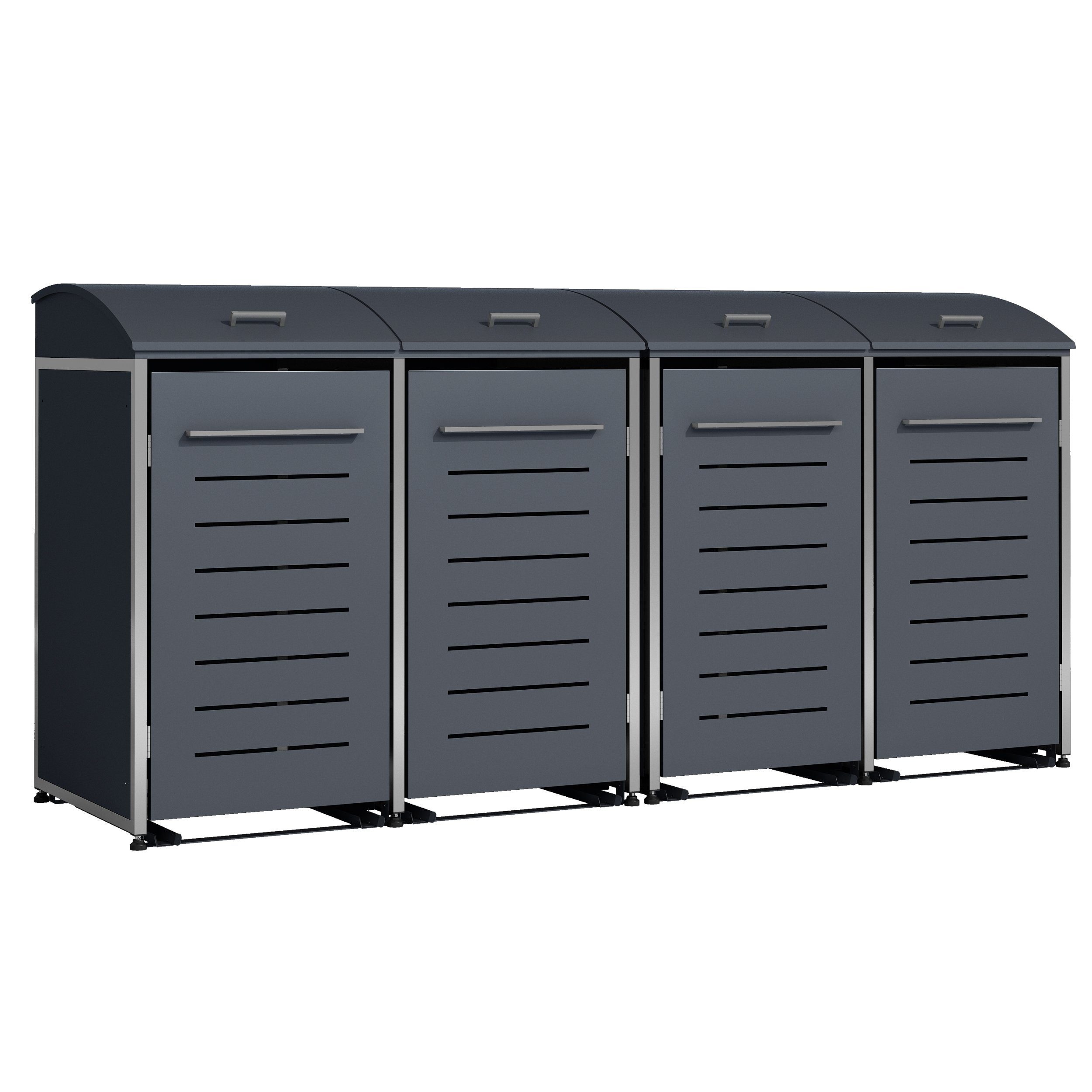 DEGAMO Mülltonnenbox KIEL, Stahl grau + Edelstahl, für 4 Tonnen 120 oder 240 Liter