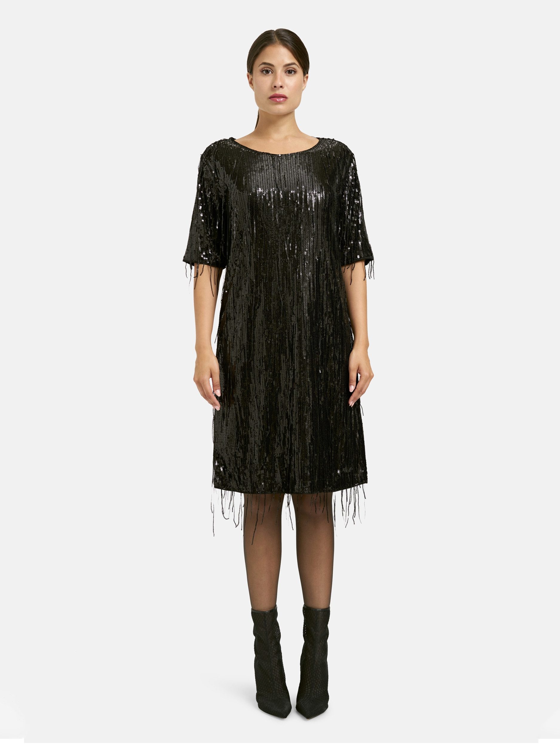 Milano Italy Midikleid SEQUINS DRESS ROUNDNECK 1/2 SLEEVE