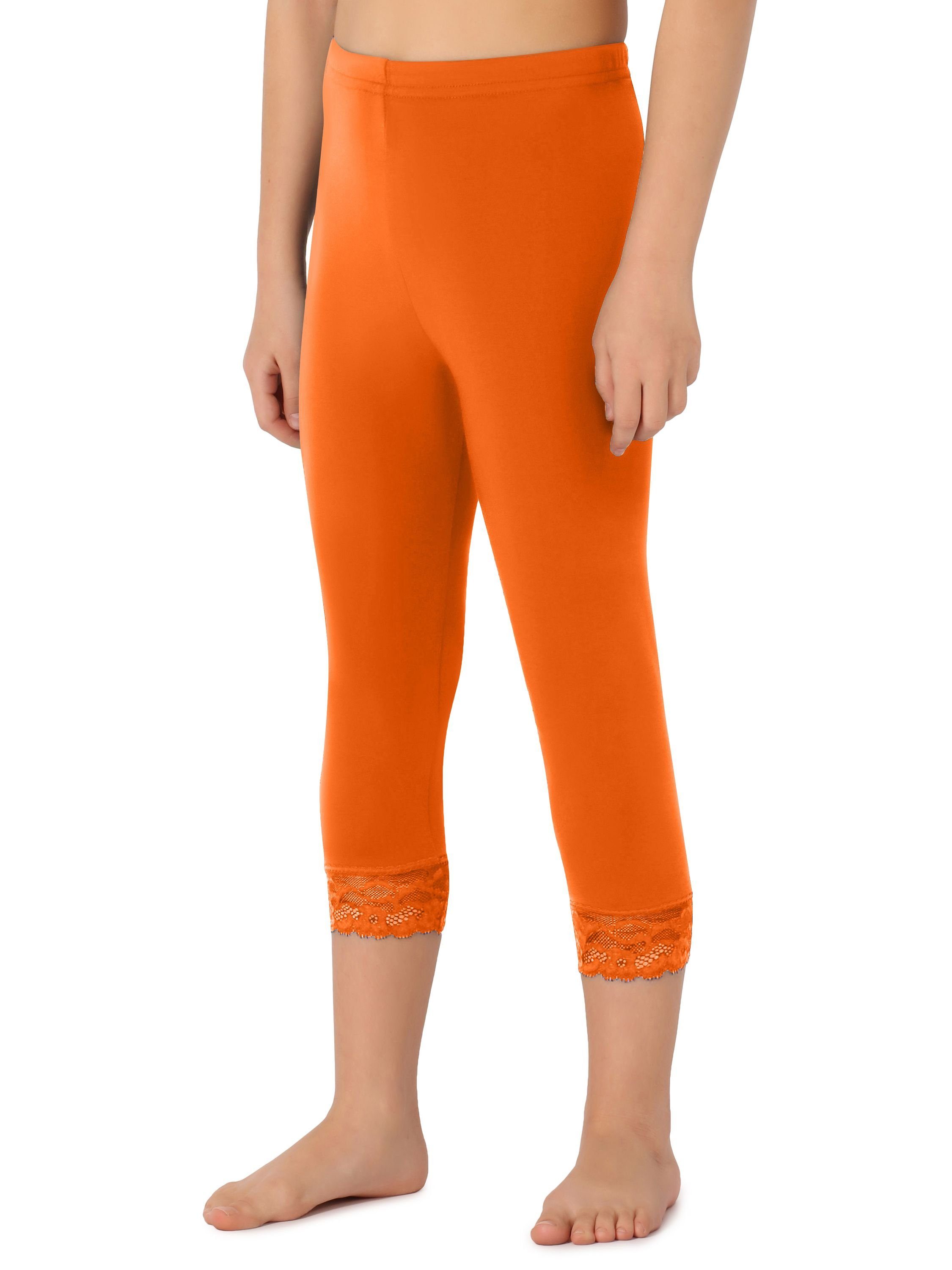 (1-tlg) Merry Bund MS10-293 Leggings Orange Capri Leggings Style 3/4 elastischer Mädchen