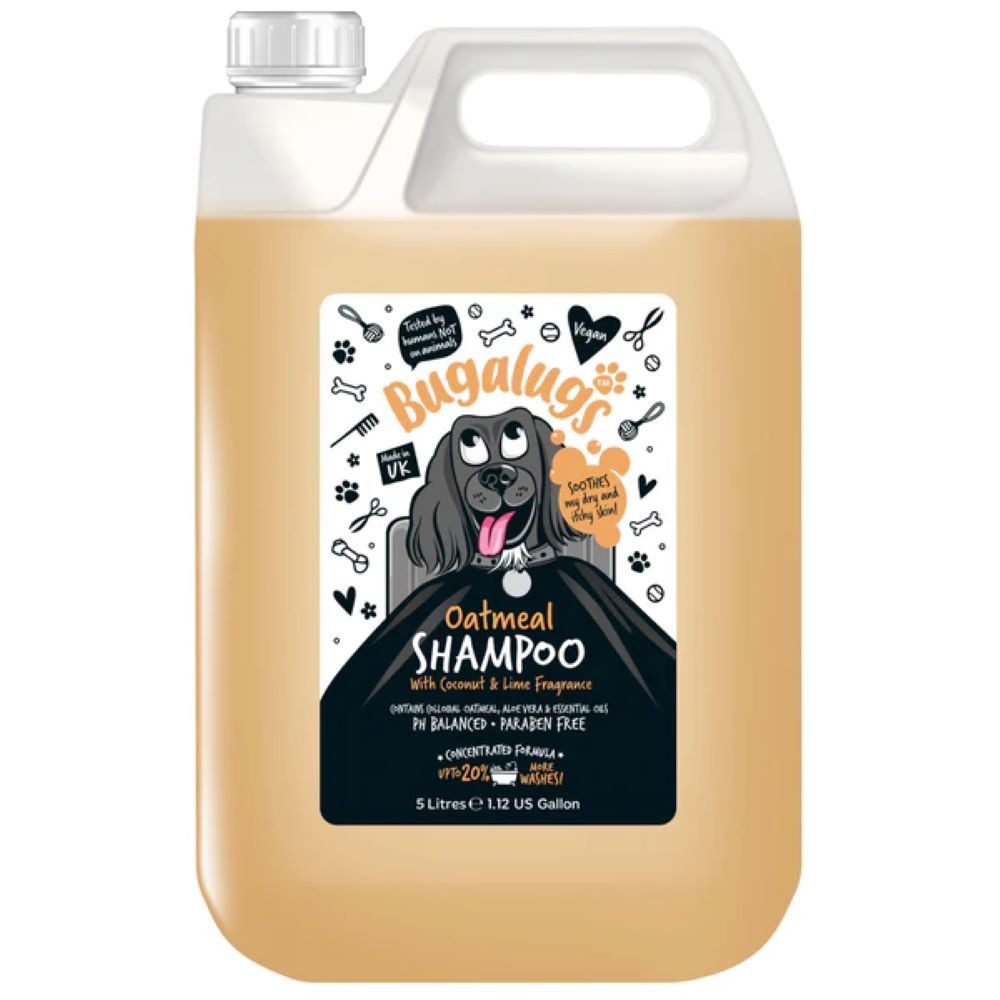 Bugalugs Tiershampoo Bugalugs Oatmeal (Hafer) All in 1 Hundeshampoo – 5 L – beruhigend &, 5000 ml, (1-St), ph neutral, Hunde Shampoo, Lake District