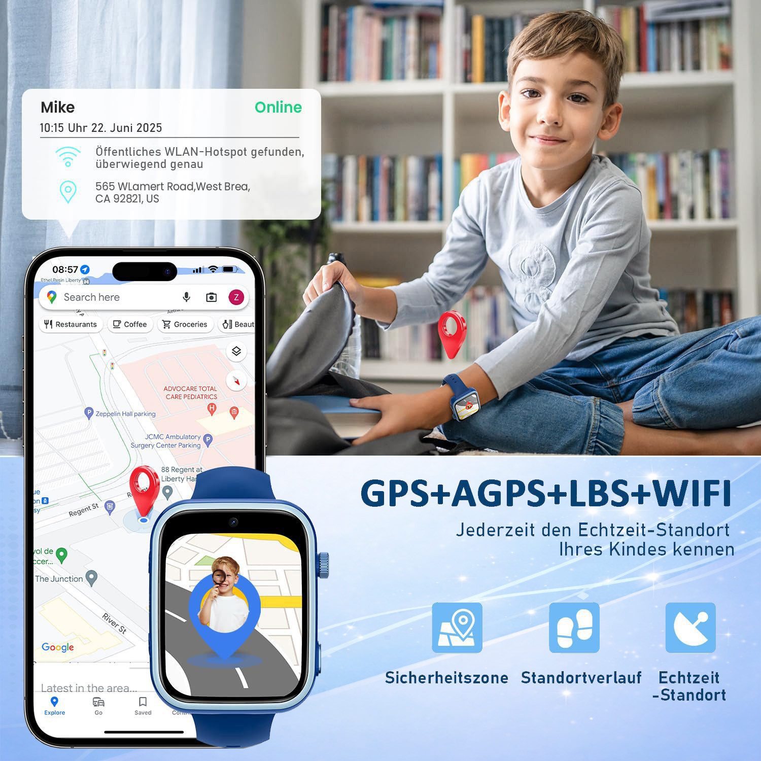 SWGOTA 4G Kinder Smartwatch mit Telefonfunktion und GPS, SOS,Zwei-Wege-Anrufe Smartwatch (4,64 cm), Kindersmartwatch mit WLAN, Bildkompetenz für 4–12 Jungen und Mädchen