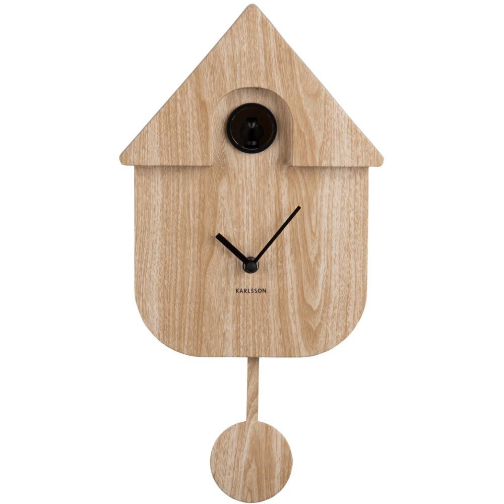 Karlsson Uhr Wanduhr Modern Cuckoo Light Wood Print