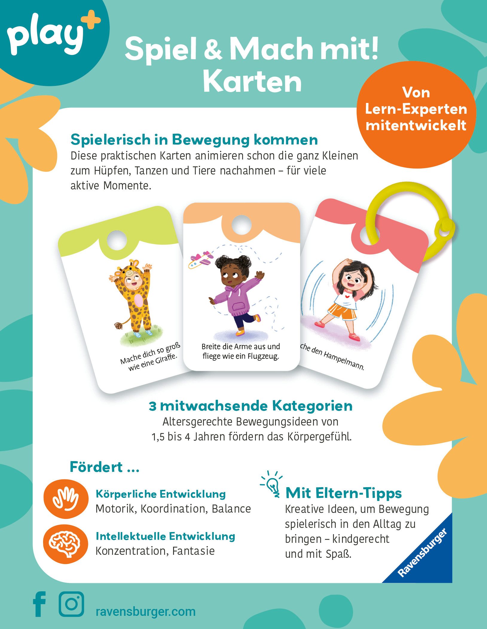 Ravensburger Spiel Play+ Spiel und Mach mit! Karten: Hüpfen, tanzen & bewegen, Kinderspiel