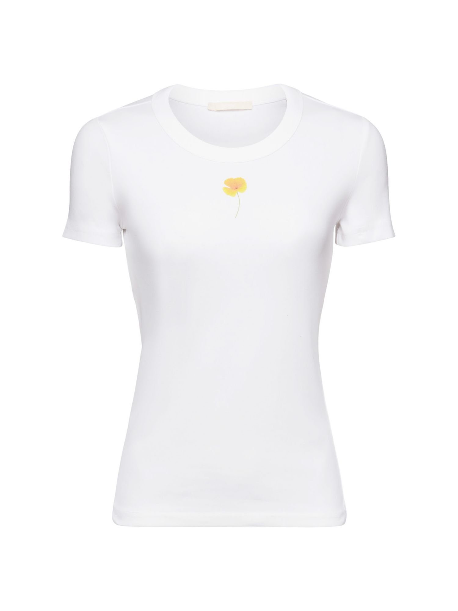 edc by Esprit T-Shirt T-Shirt mit floralem Print auf der Brust (1-tlg) WHITE