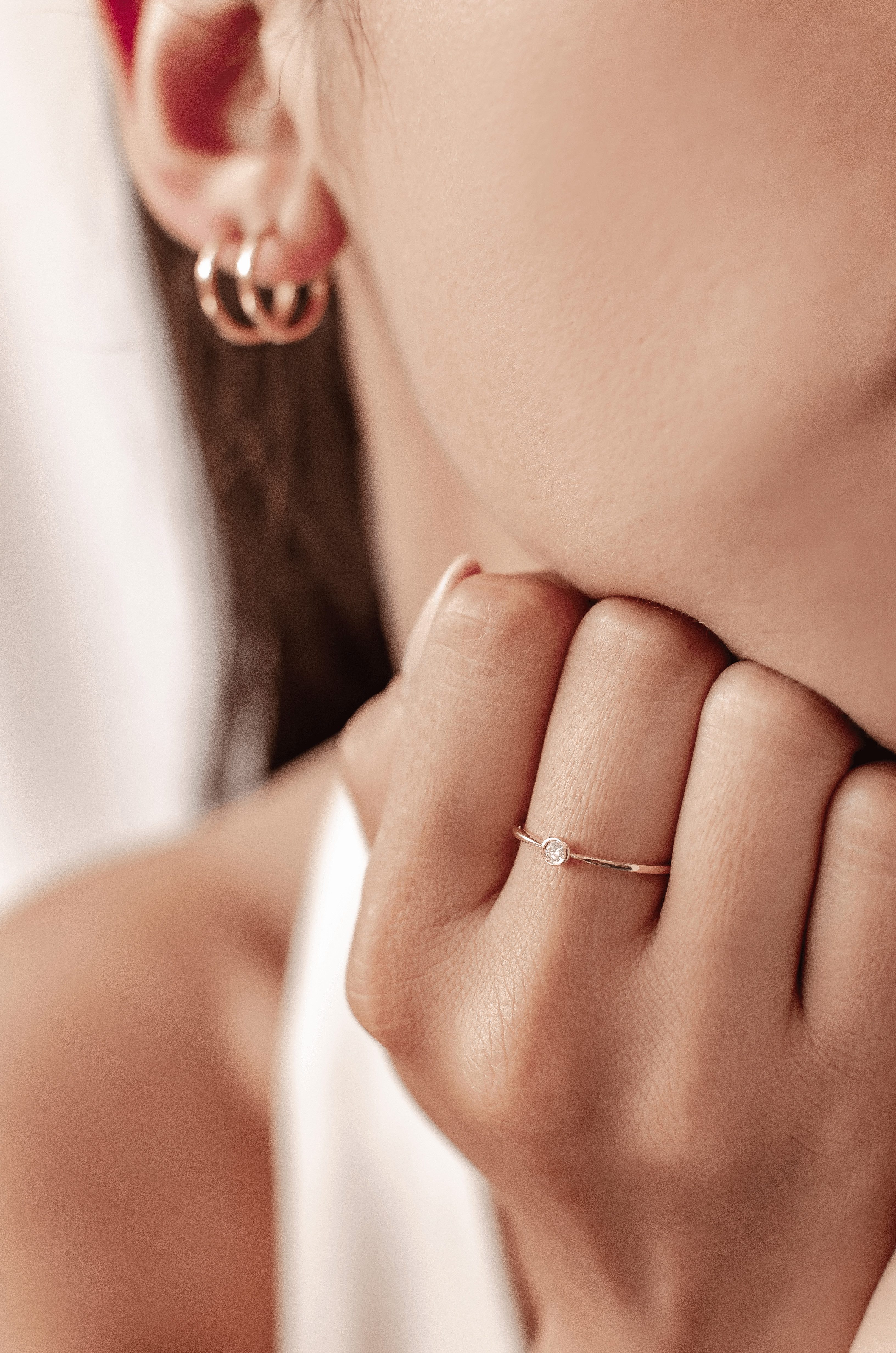 Dear Me Diamantring Damen 585er Gold, Verlobungsring Echt Gold Massiv, Trau günstig online kaufen