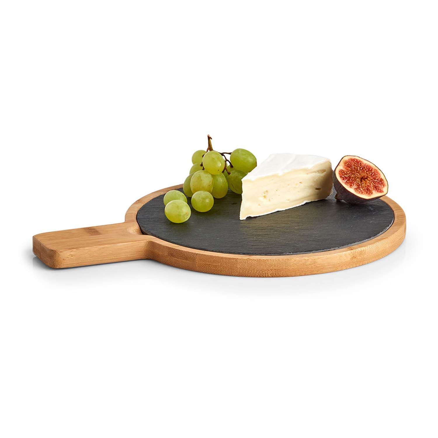 Zeller Present Servierbrett 6 Servierplatten, Schiefer mit Bambusbrett - 29,5 x 22cm, Schiefer, (Set, 6-St., 6x Servierplatten), Schieferplatte herausnehmbar