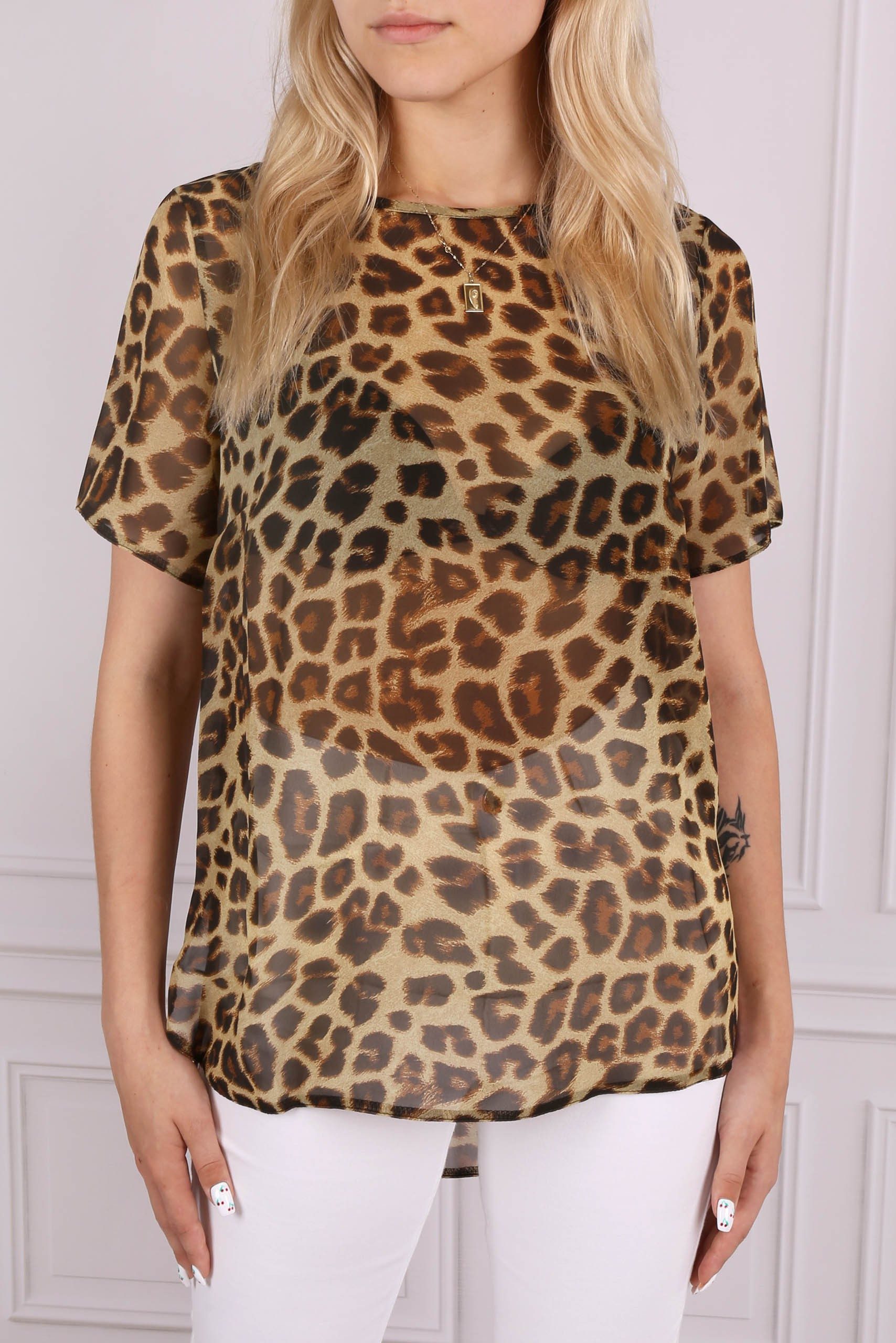 Sarcia.eu Blusentop Luftige Bluse mit Schlitzen, Leopardenmuster