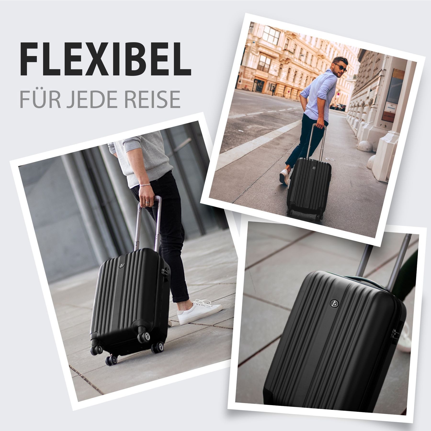 FERGÉ Kofferset Hartschale 3 teilig Koffer Set TOULOUSE, 4 Rollen, (3er Kofferset stabil und leicht mit Zahlenschloß, 3 tlg., Hartschalen-Trolley Set 3 Größen Handgepäck Koffer M XL), Trolley 3er Koffer Set, Reisekoffer 4 Rollen, Premium Rollkoffer