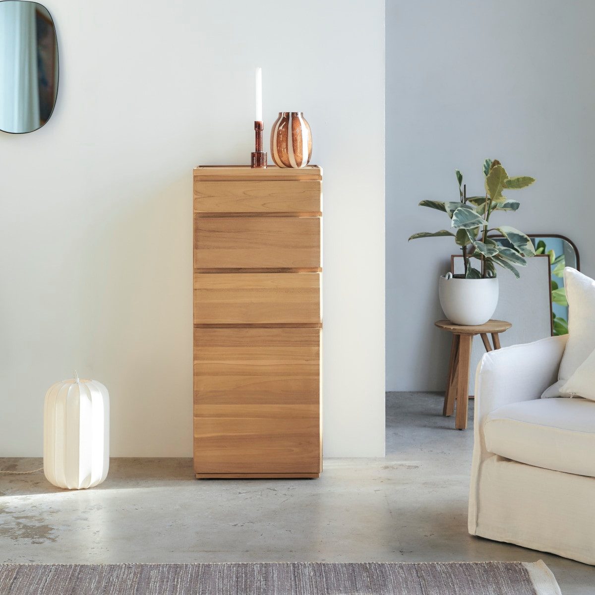 Tikamoon Kommode Hochkommode Nino aus massivem Teakholz
