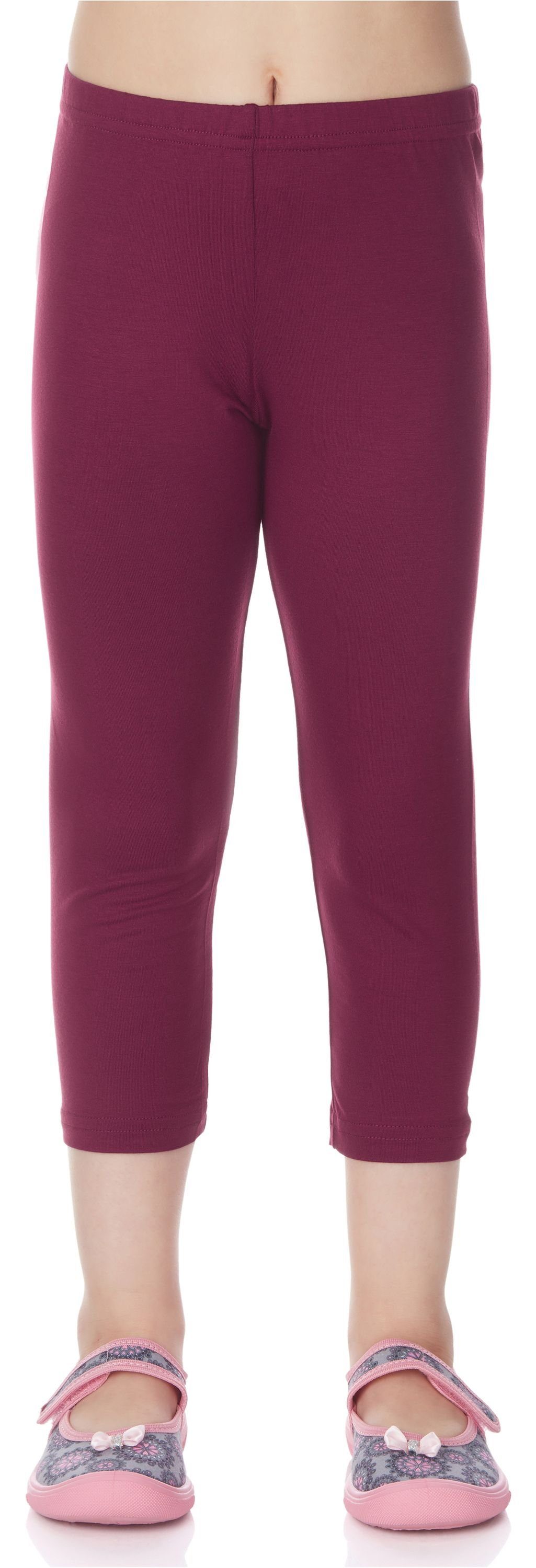 Merry Style (1-tlg) Bund Capri 3/4 Mädchen Weinrot Leggings elastischer Leggings Viskose MS10-131 aus