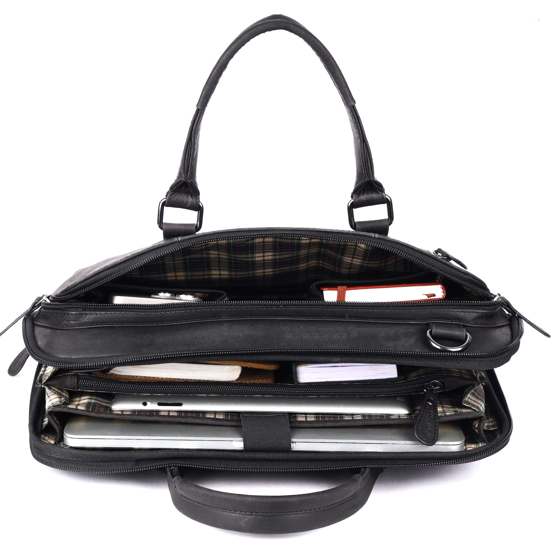 Benthill Aktentasche Echt Leder Laptoptasche Notebooktasche Umhängetasche Laptoptasche, Schultergurt / Umhängegurt Reißverschlussfach