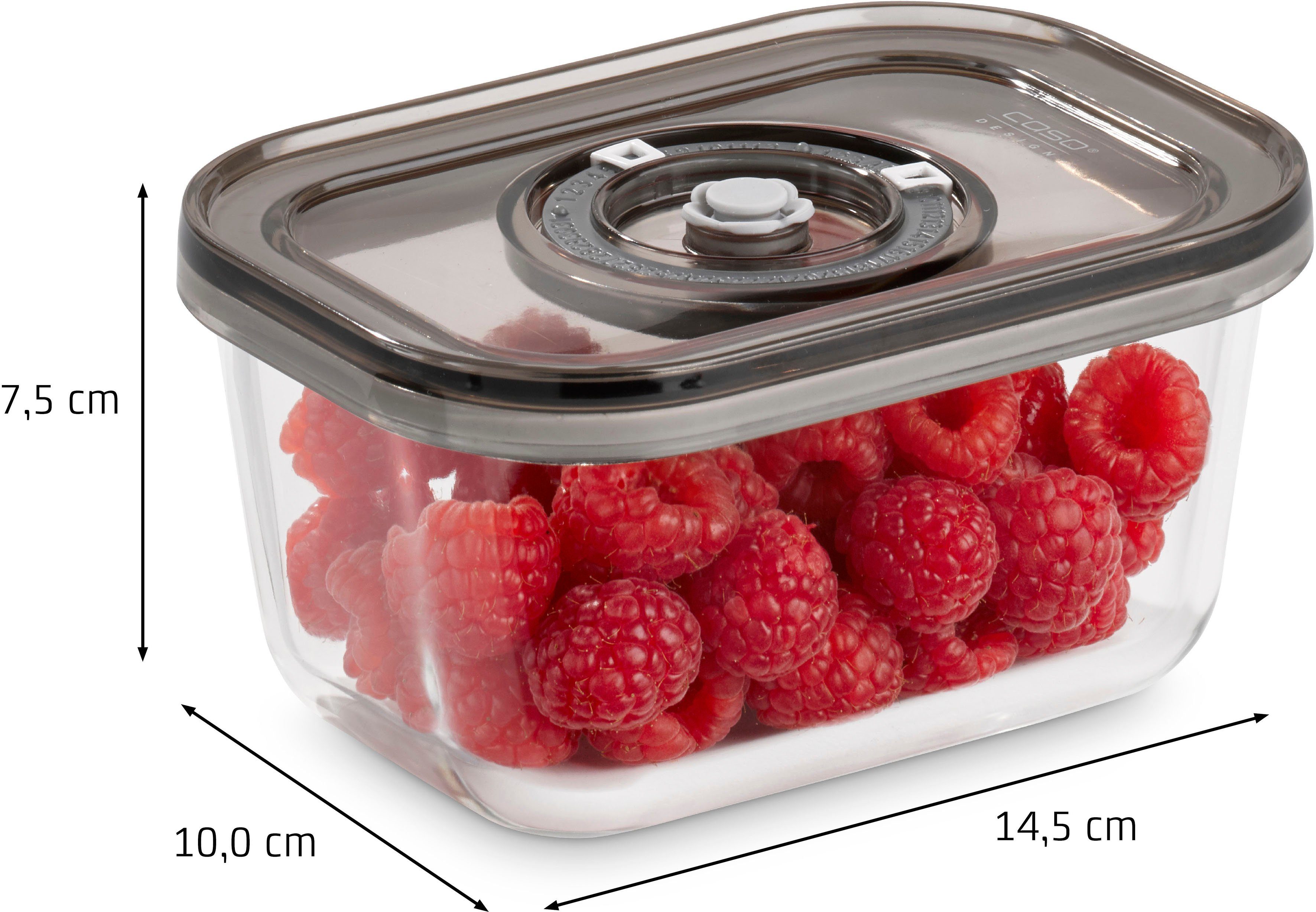 Caso Vakuumbehälter 1177 VacuBoxx Eco-Set, Glas, Kunststoff, (Set, 4-tlg., 1 Vakuumschlauch mit Adapter), 3 Glasbehälter mit Kunststoffdeckel – Bild 5 von 5