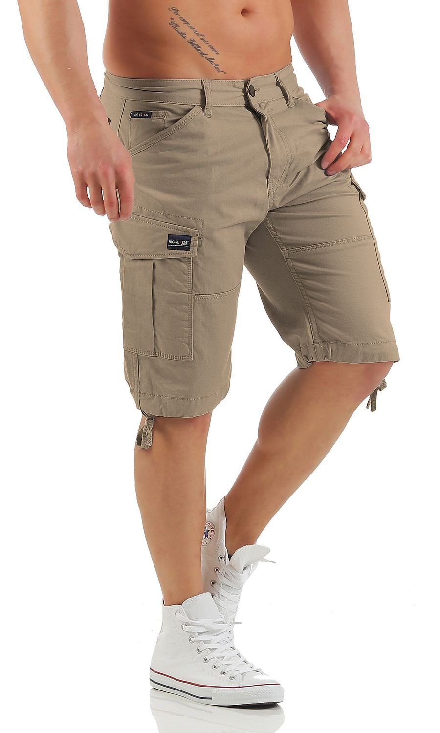 Comfort Herren Big Brian Cargo (Moon Shorts Beige Seven Rock) Jeansshorts Big Seven