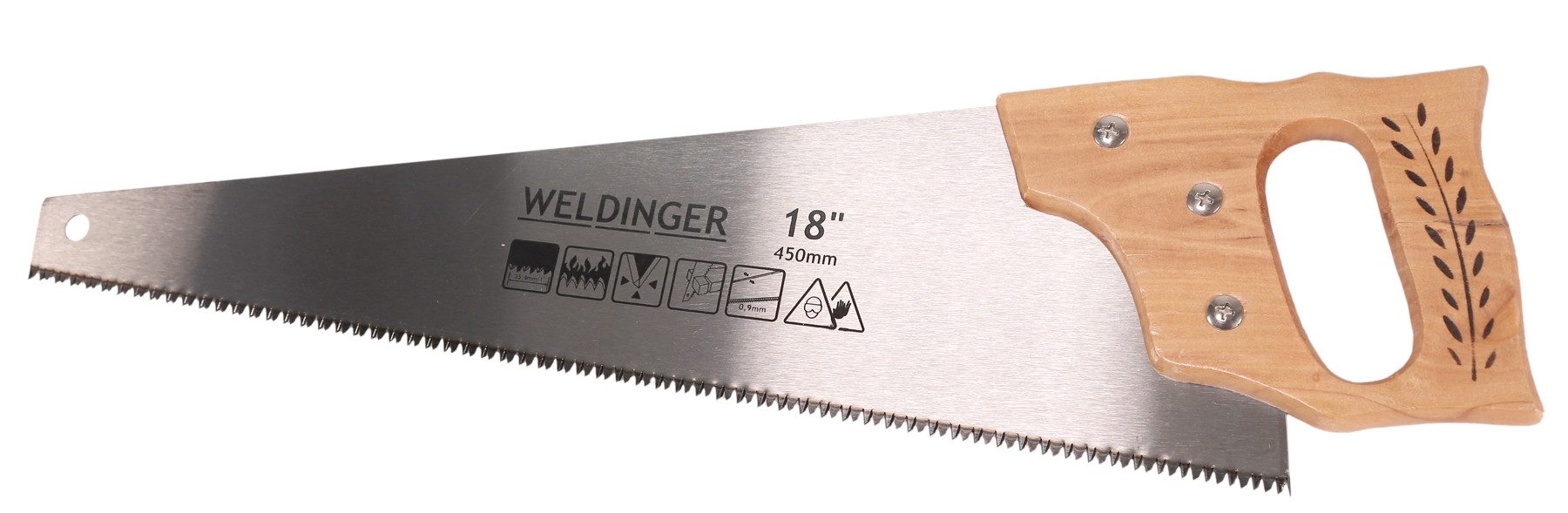 WELDINGER Handsäge Handsäge Fuchsschwanz 450 mm Holzgriff Zähne gehärtet Dreifachschliff