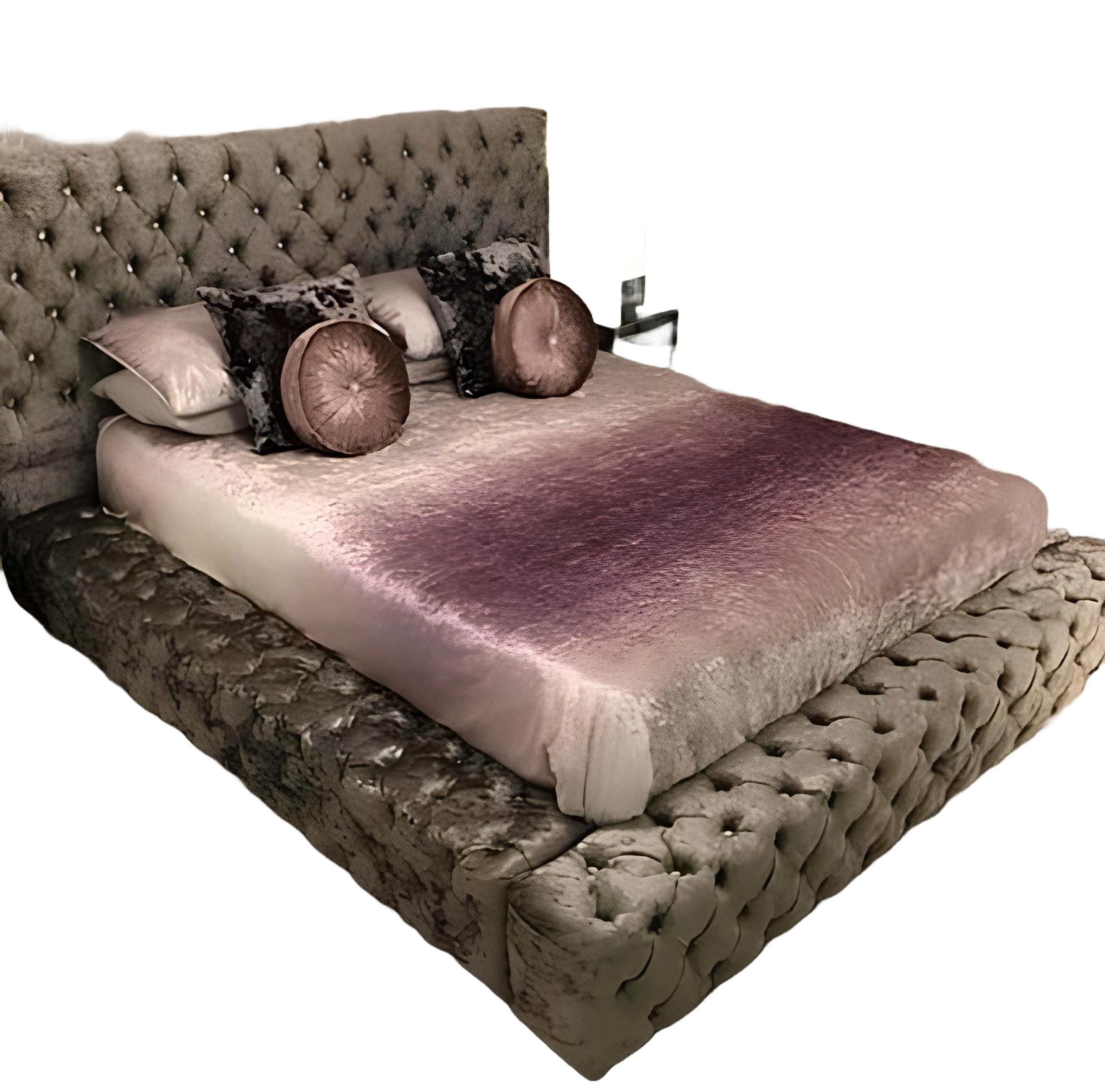 Xlmoebel Bett Chesterfield King-Size Bettmöbel 180x200 Stoffbett Luxuriöses (Bett), Hergestellt in Europa