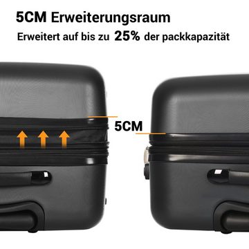 Flieks Trolleyset, 4 Rollen, (3 tlg), Kofferset Hartschalentrolley Handgepäck Reisekoffer Set