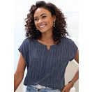 Vivance by Lascana Kurzarmbluse mit Zierdetail am Ausschnitt, Druckbluse