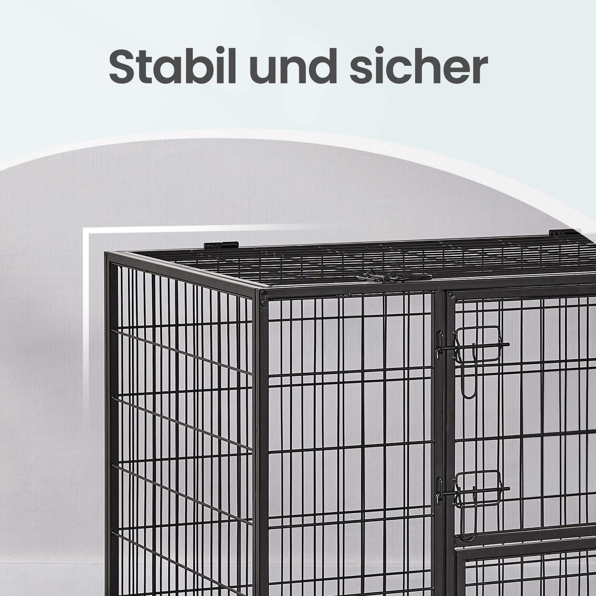 FEANDREA Tiertransportbox hochbelastbar, Gitterbox, transportabler Haustierkäfig, 2 abnehmbare Türen, XL, 107 x 70 x 75 cm