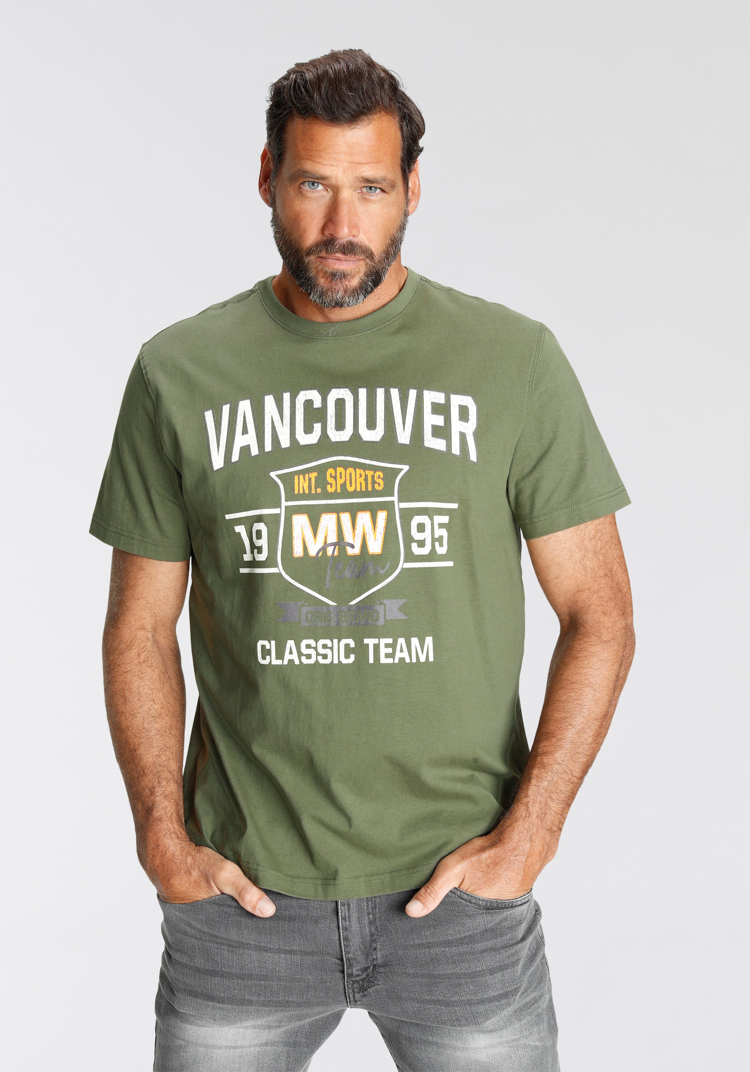 Man's World T-Shirt mit modischem Print khaki