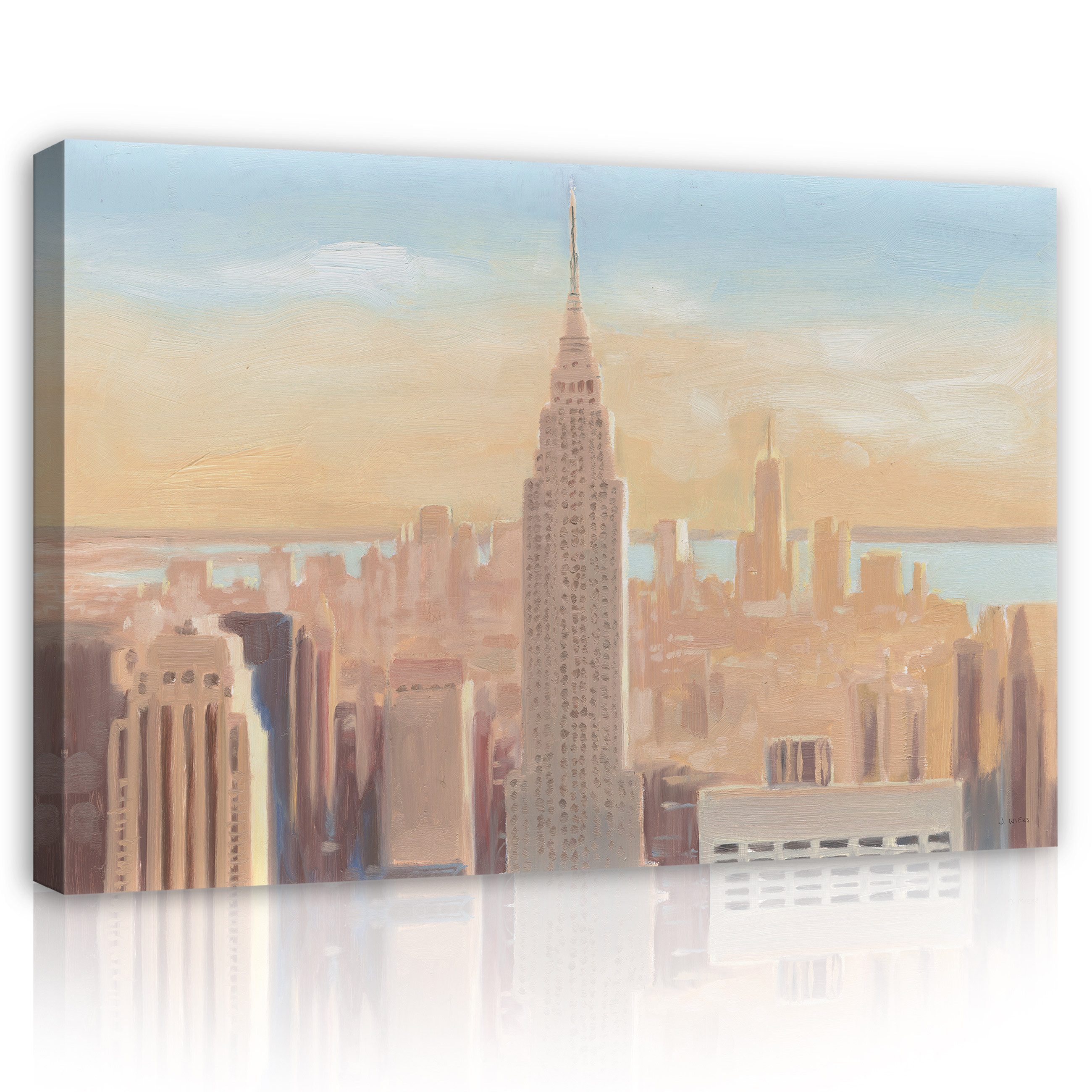 Leinwandbild New York Panorama Pastell Stadt Modern Wandbilder Wand Deko XXL Bilder