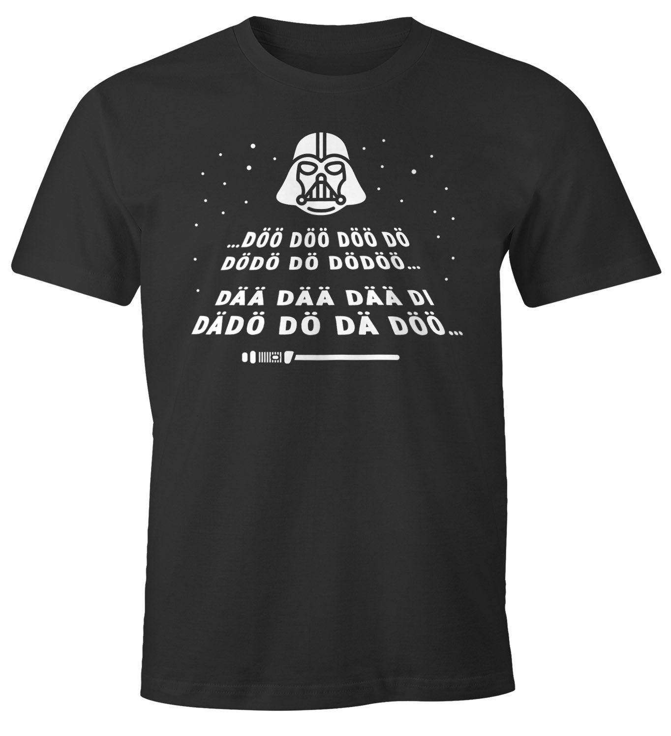 Laserschwert Print-Shirt Print Herren Sterne lustig mit T-Shirt Fun-Shirt Melodie Krieg Intro Spruch Moonworks® Parodie MoonWorks