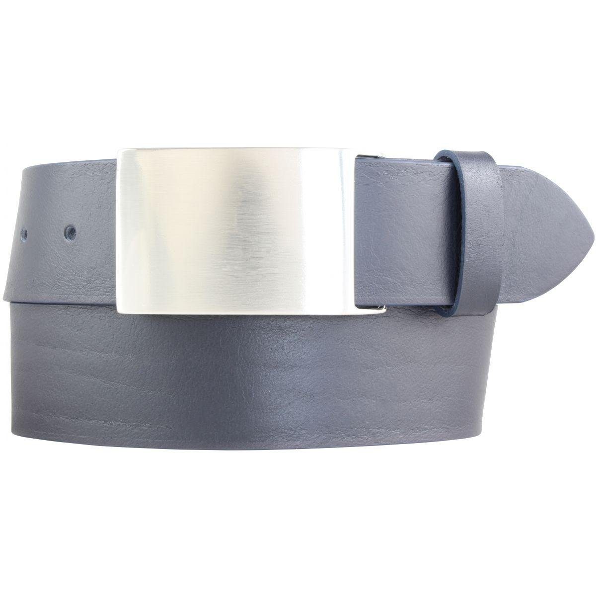 BELTINGER Ledergürtel Gürtel aus Vollrindleder 4,5 cm - Jeans-Gürtel für Herren 45mm - Jeans Marine, Silber