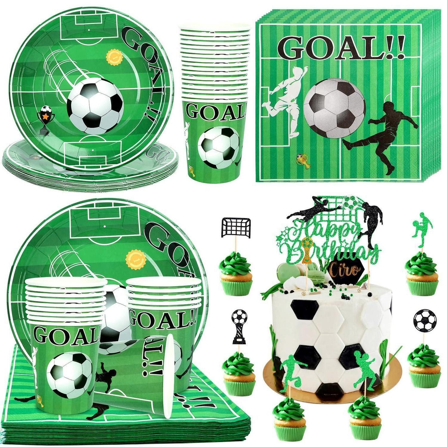 LuxusKollektion Pappteller Fußball Partygeschirr Set 16 Gäste, (1 St)