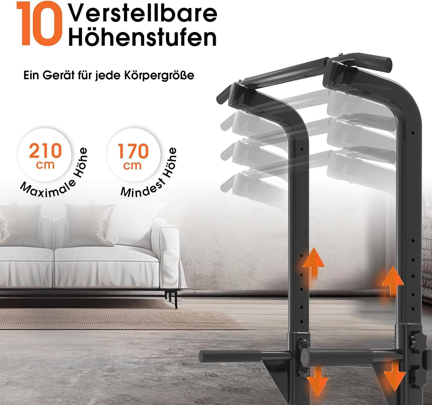 DH FitLife Kraftstation Power Tower Dip Station, (Klimmzugstange Freistehend, Dip Barren Rückentrainer, Kraftstation Kraftturm, Fitness Station), Power Rack for Home Gym. Krafttraining für Zuhause