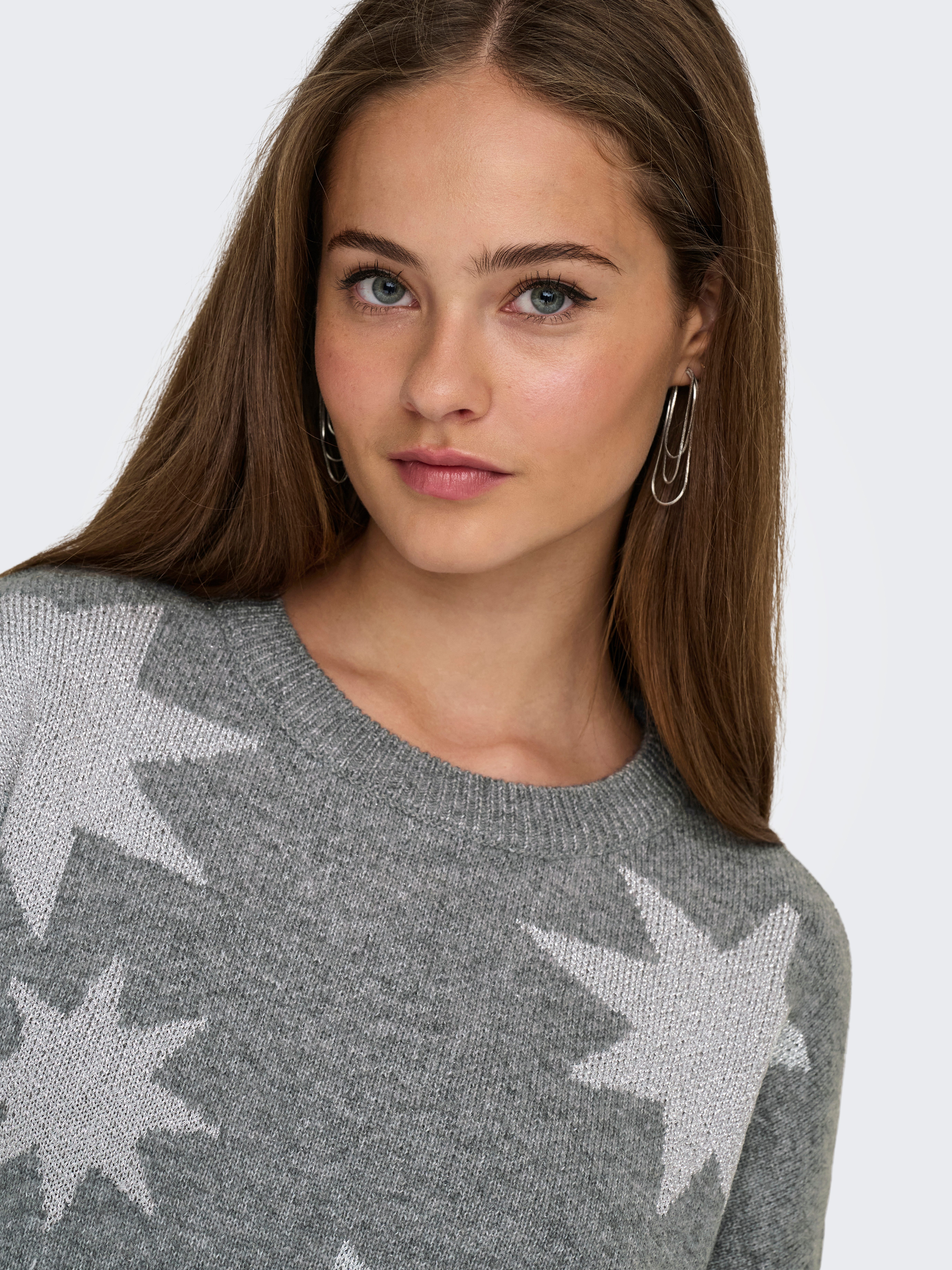 ONLY Rundhalspullover ONLROSIE LS O-NECK GLITTER KNT