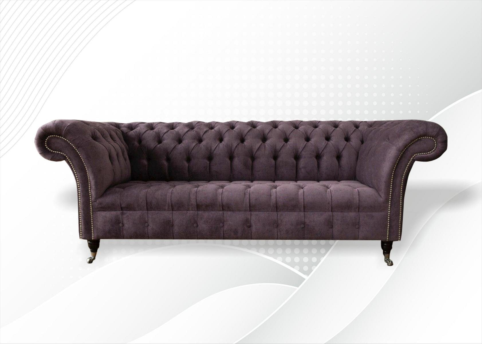 Sofa Couch Textil Chesterfield in Lila JVmoebel Polster, Chesterfield-Sofa Made Dreisitzer Gemütliches Europe
