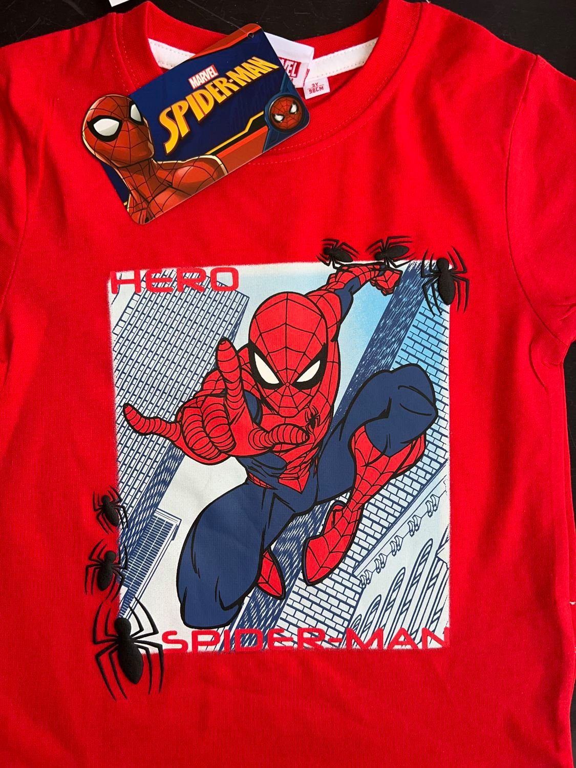 128 98 rot 110 Spiderman 116 104 Print-Shirt Kinder T-Shirt weiß + Spiderman