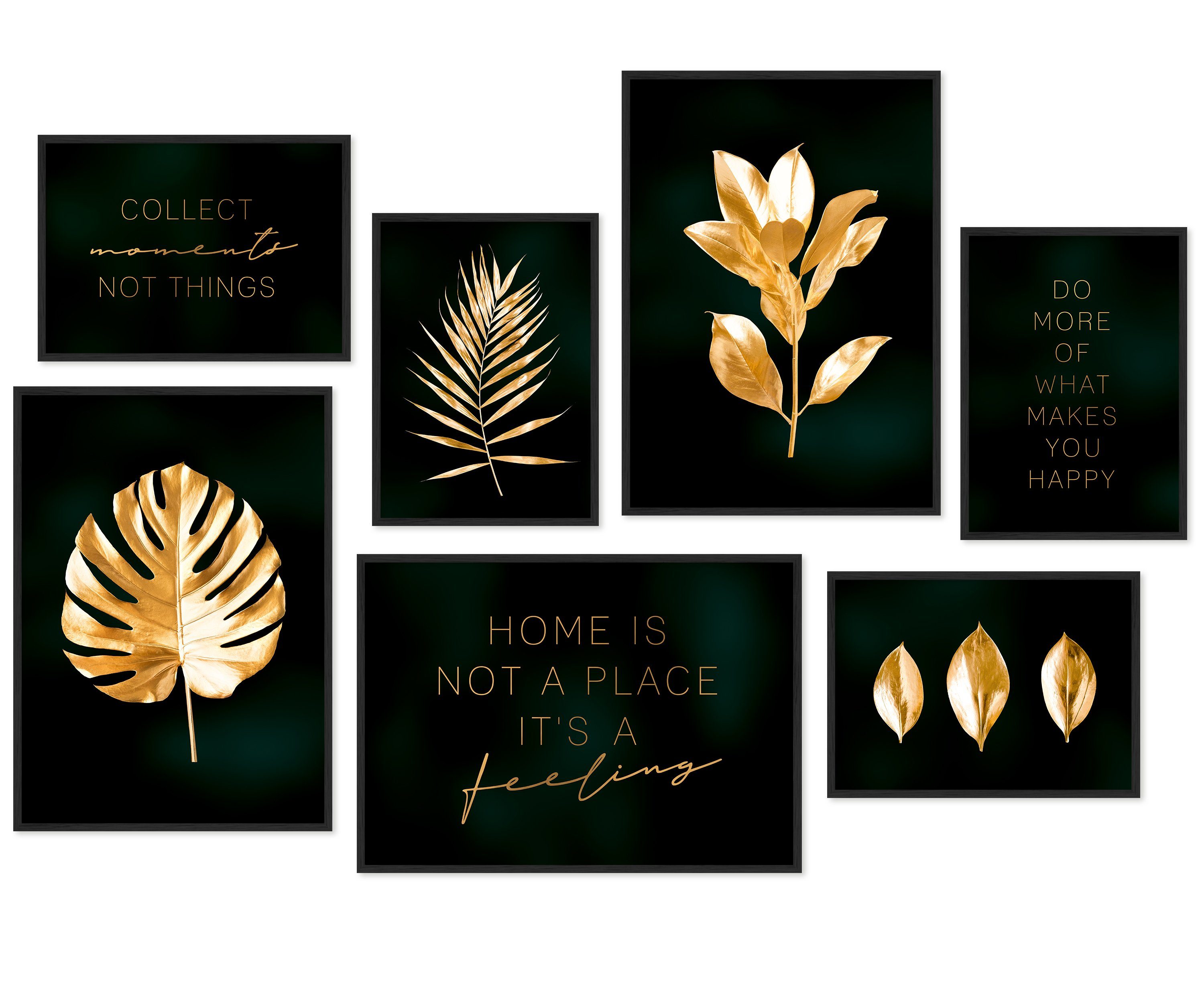 Hyggelig Home Poster Hyggelig Home Premium Poster Set - 7 passende Bilder OHNE RAHMEN - Set Gold, Pflanze (Set, 7 St), Knickfreie Lieferung Qualitätsdruck Dickes Papier