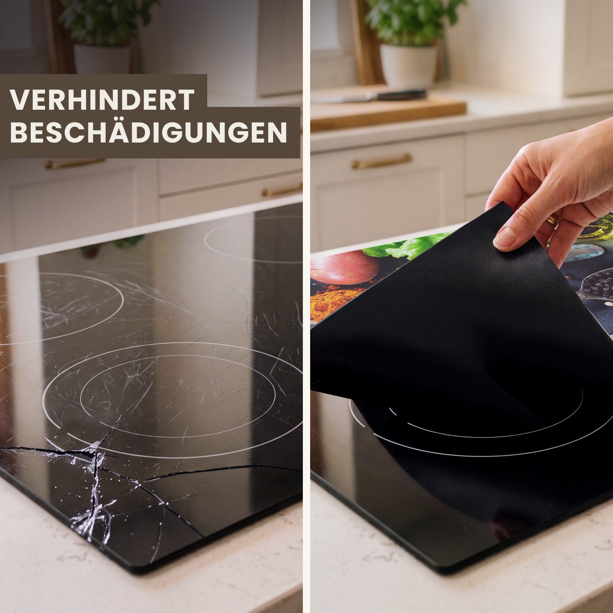 MuchoWow Herd-Abdeckplatte Kräuter - Löffel - Küche - Gewürze, Vinyl, (1 tlg), Ceranfeldabdeckung Küche, Herdabdeckplatte Einteilig, 60x52 cm – Bild 3 von 5