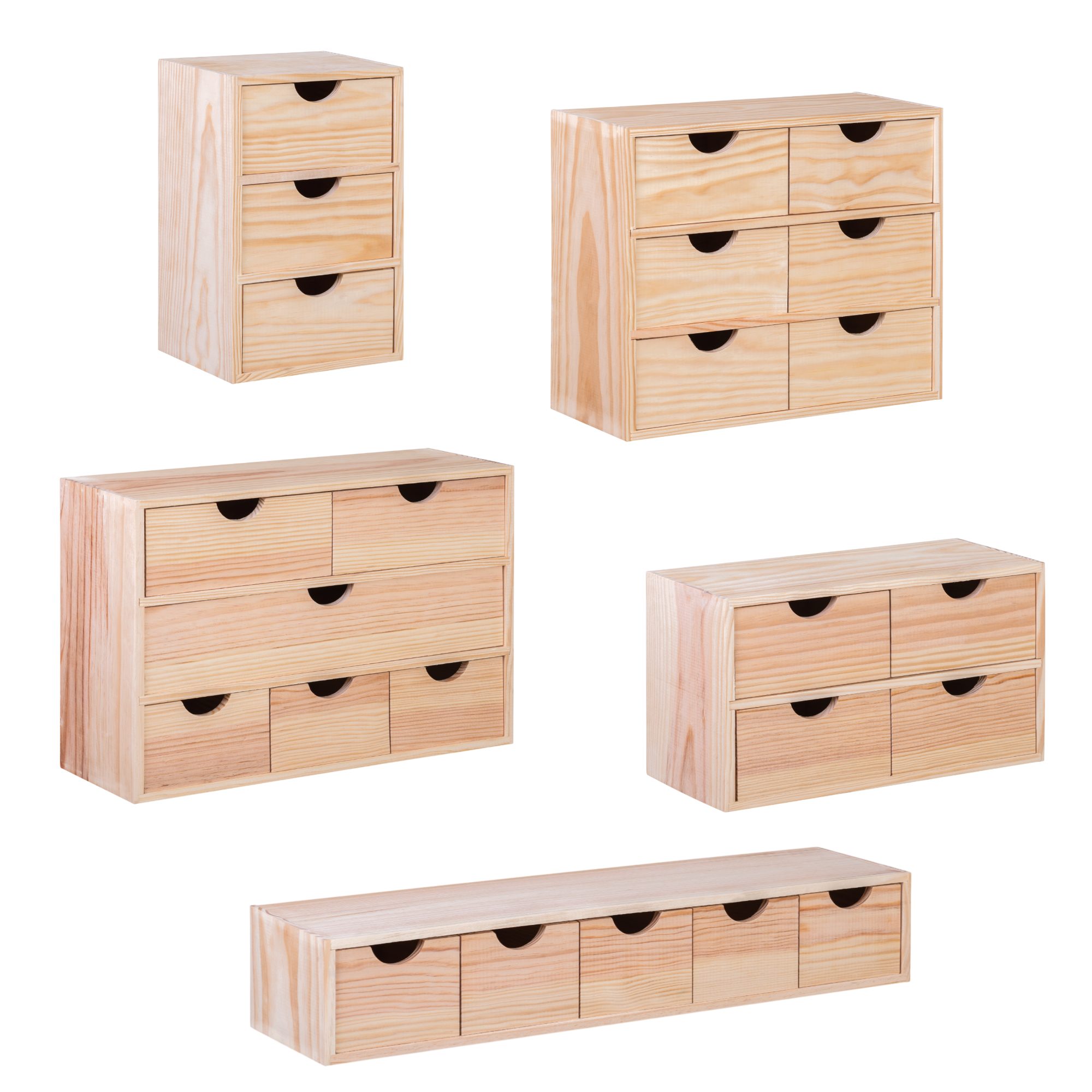 Lusimat Schubladenbox Schubladenelement Mini Bloc, Organizer Kiefernholz, Korpus Massiv